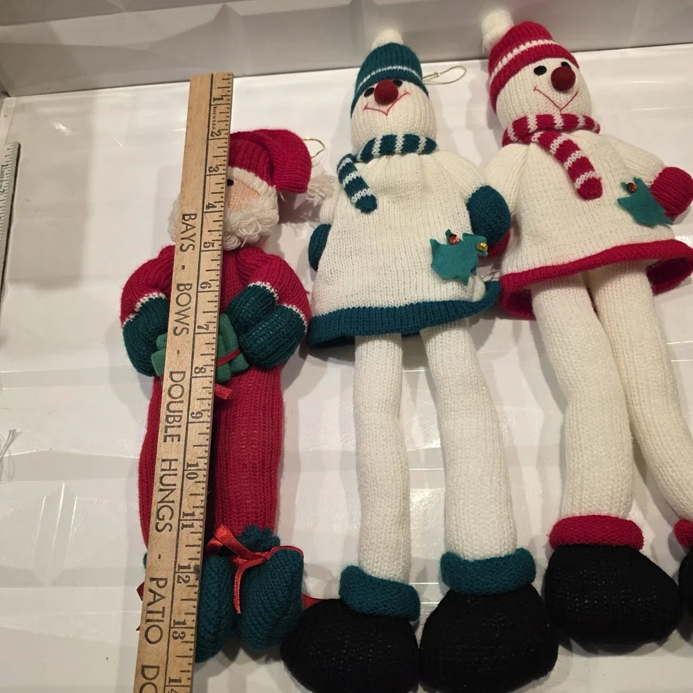 Vintage Crochet Knitted Stuffed Snowman Soft‎ Toy 16